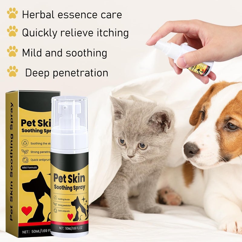 dssuoa 2Pcs Pet Skin Soothing Spray for Dogs,Pet Skin Treatment Spray for Dogs and Cats - Nature Soothing Solution for It-chy Skin and Reduces Scratching,Pet Skin Soothing Spray for All Animals(50ml/1.69oz) - Image 3